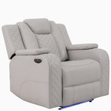 ASTEROID White Faux-Leather 38" Wide x 39" Depth Power Recliner