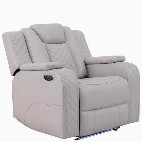 ASTEROID White Faux-Leather 38" Wide x 39" Depth Power Recliner