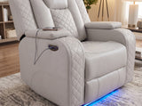 ASTEROID White Faux-Leather 38" Wide x 39" Depth Power Recliner