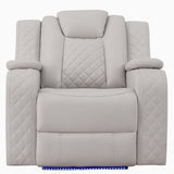 ASTEROID White Faux-Leather 38" Wide x 39" Depth Power Recliner