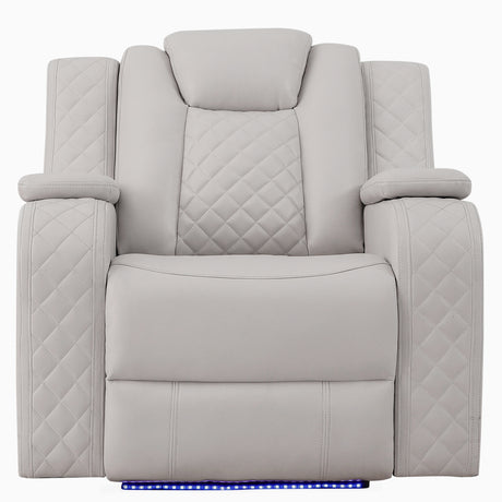 ASTEROID White Faux-Leather 38" Wide x 39" Depth Power Recliner