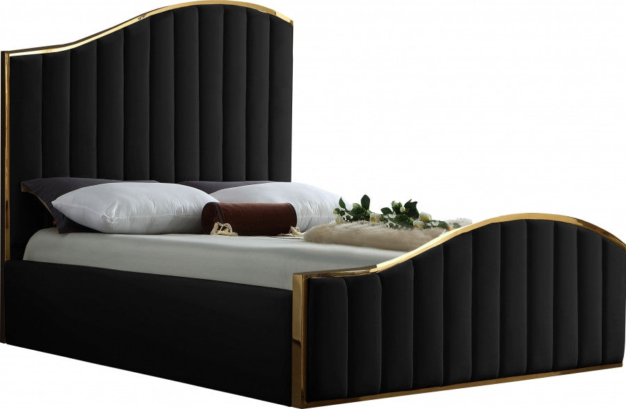 ATHENA Black & Gold Velvet Bed