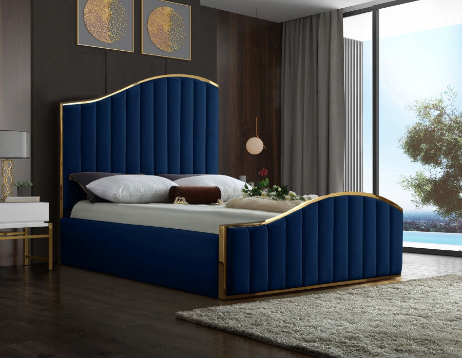 ATHENA Blue & Gold Velvet Bed