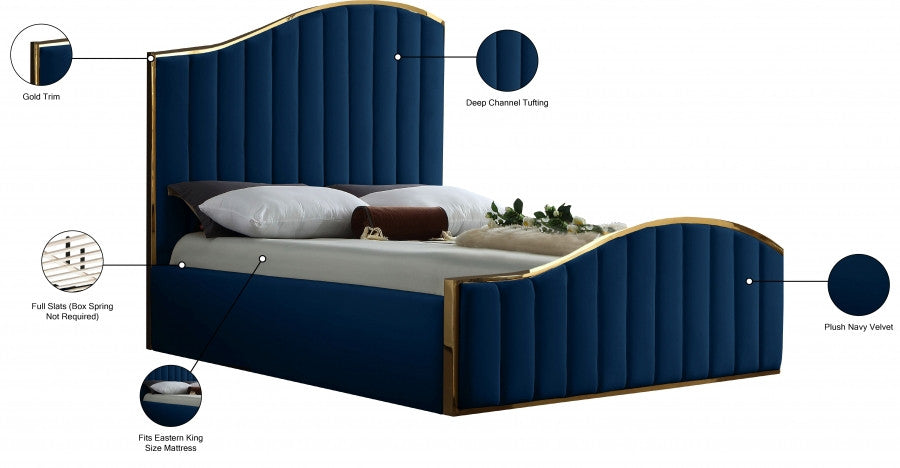 ATHENA Blue & Gold Velvet Bed