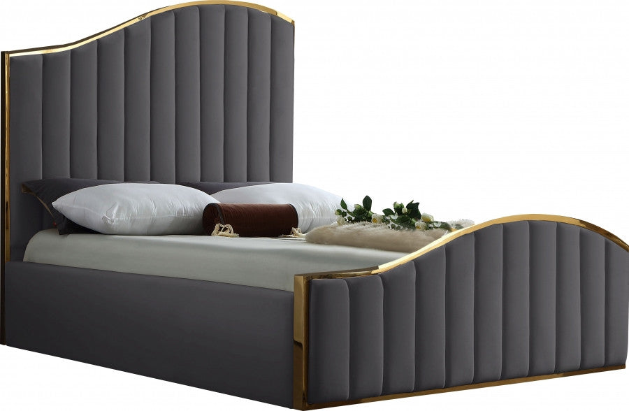 ATHENA GRAY & Gold Velvet Bed