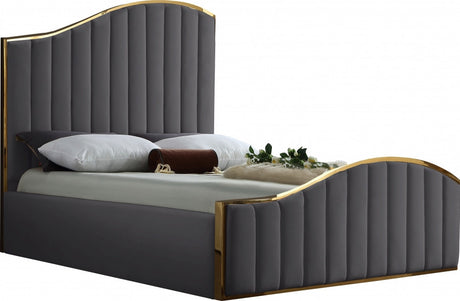 ATHENA GRAY & Gold Velvet Bed