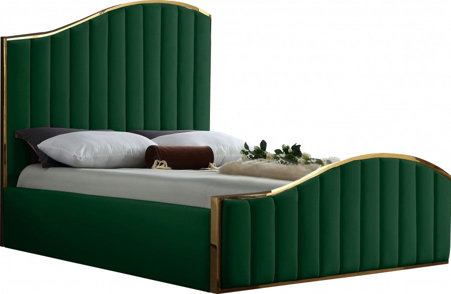 ATHENA Green & Gold Velvet Bed