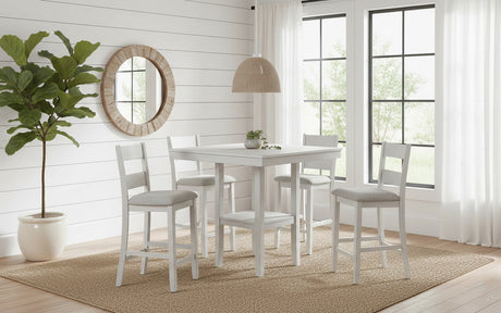 ATIKA Distressed White 5 Piece Counter Height Set
