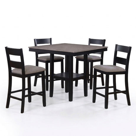 ATIKA Black & Gray 5 Piece Counter Height Set