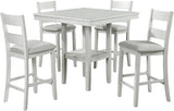 ATIKA Distressed White 5 Piece Counter Height Set
