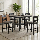 ATIKA Black & Gray 5 Piece Counter Height Set