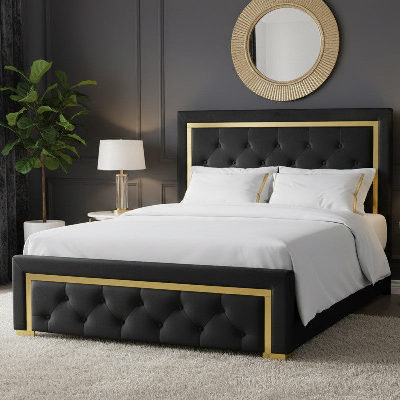 ATKINS Black & Gold Bedroom Set