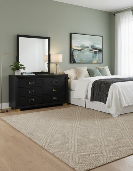 ATKINS Black & Gold 59" Wide X 73" Height Dresser & Mirror