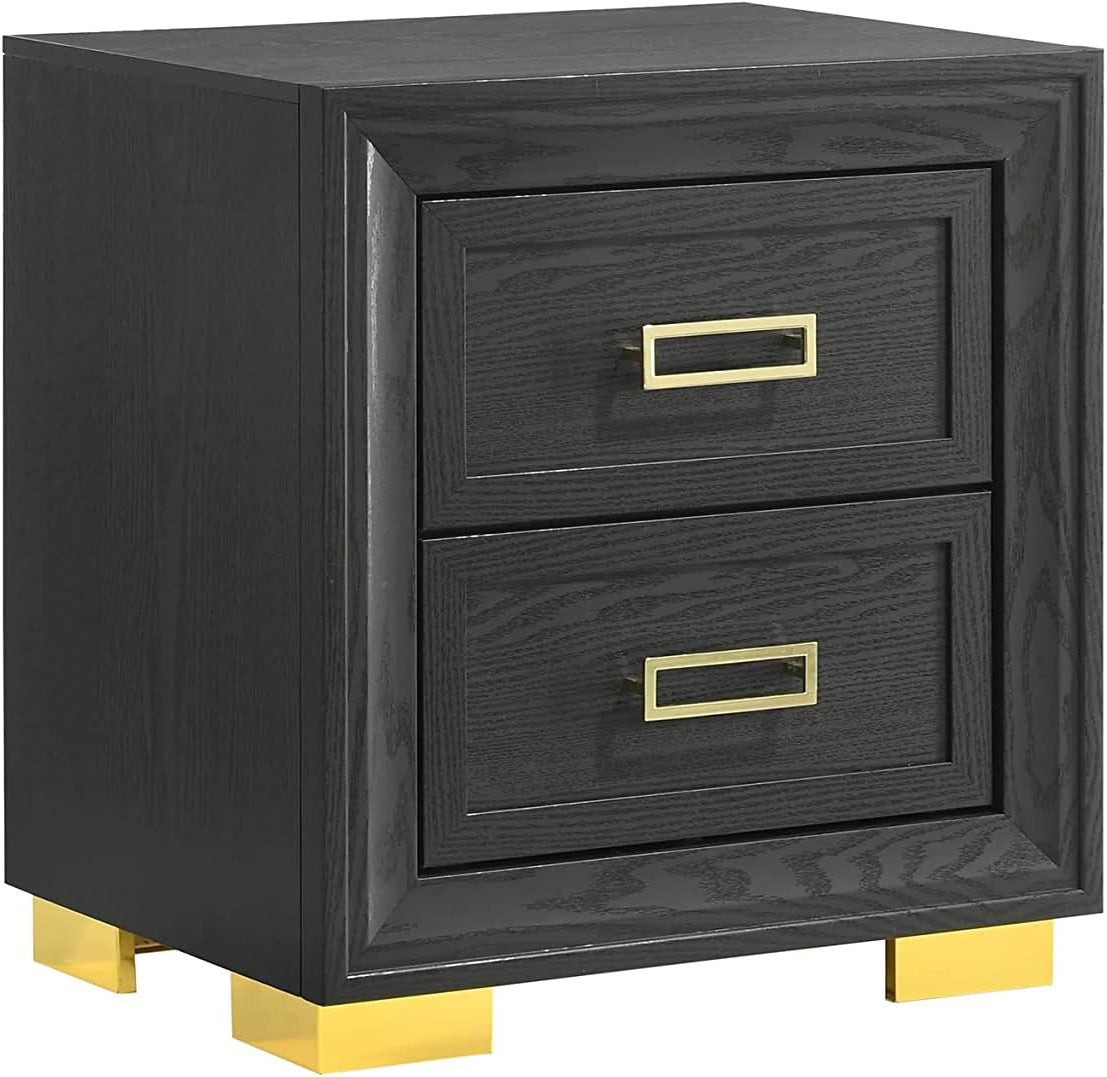 ATKINS Black & Gold 22" Wide x 24" Height Nightstand