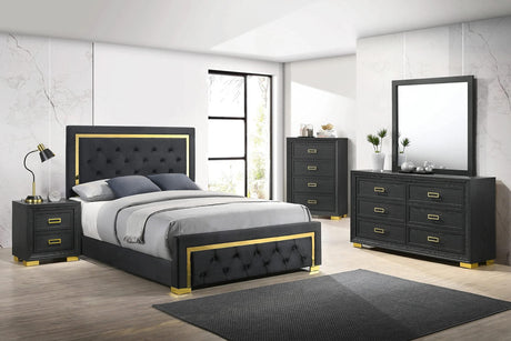 ATKINS Black & Gold Bedroom Set