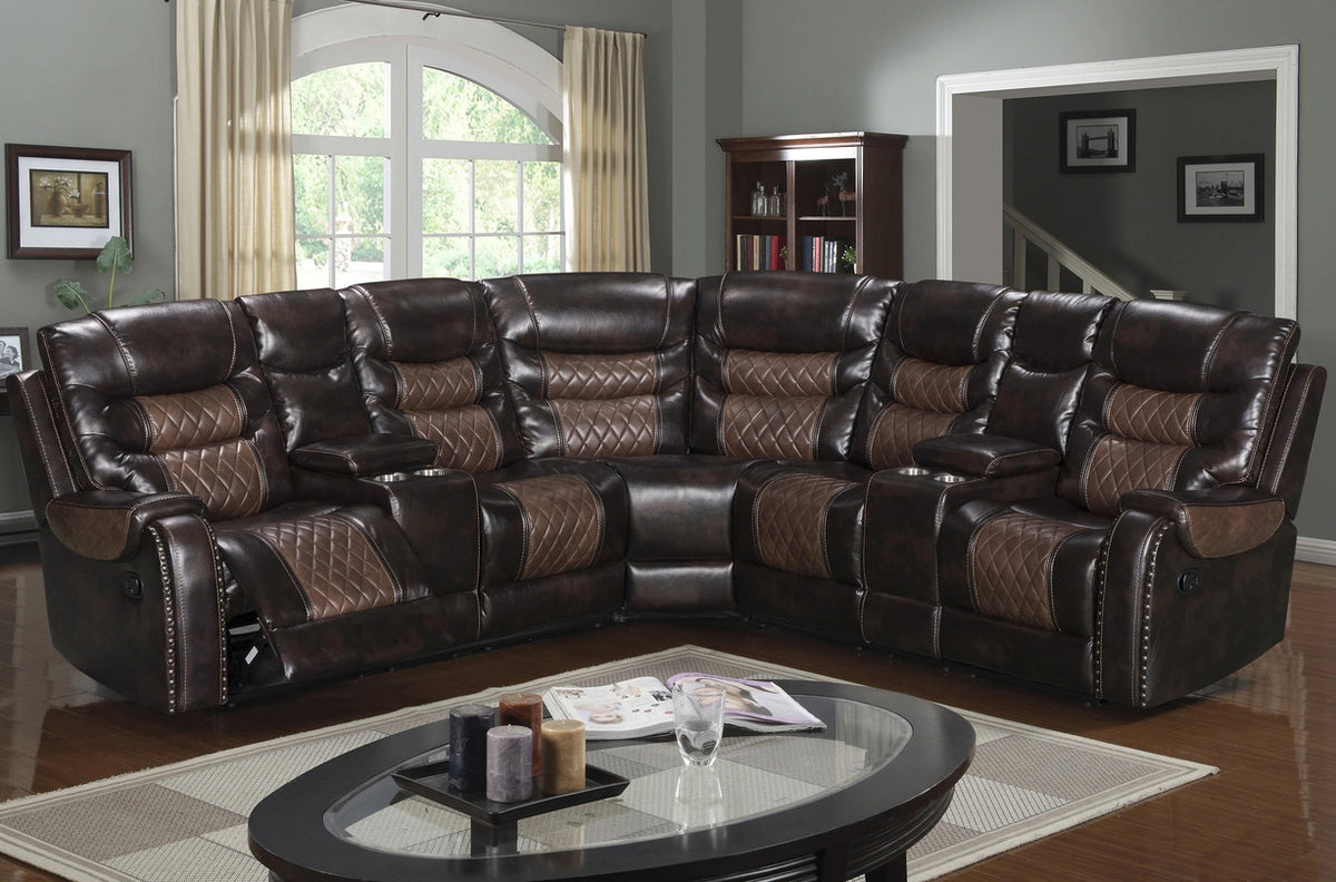 AVIATOR Brown 115" Wide Reclining Sectional