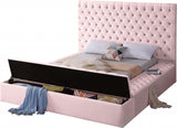 SARDINIA Pink Velvet 61" Velvet Platform Bed with Storage Benches (RTA)