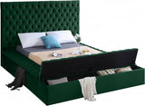SARDINIA Green Velvet 61" Height Platform Bed with Storage Benches (RTA)