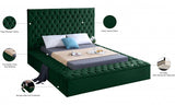 SARDINIA Green Velvet 61" Height Platform Bed with Storage Benches (RTA)