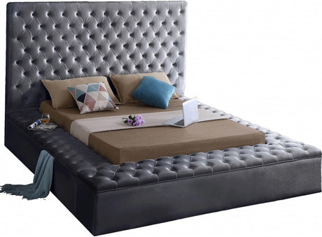 AZELL Gray Velvet Storage Bedroom Set
