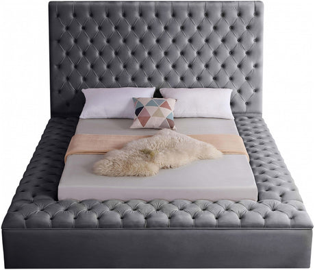 AZELL Gray Velvet Storage Bedroom Set