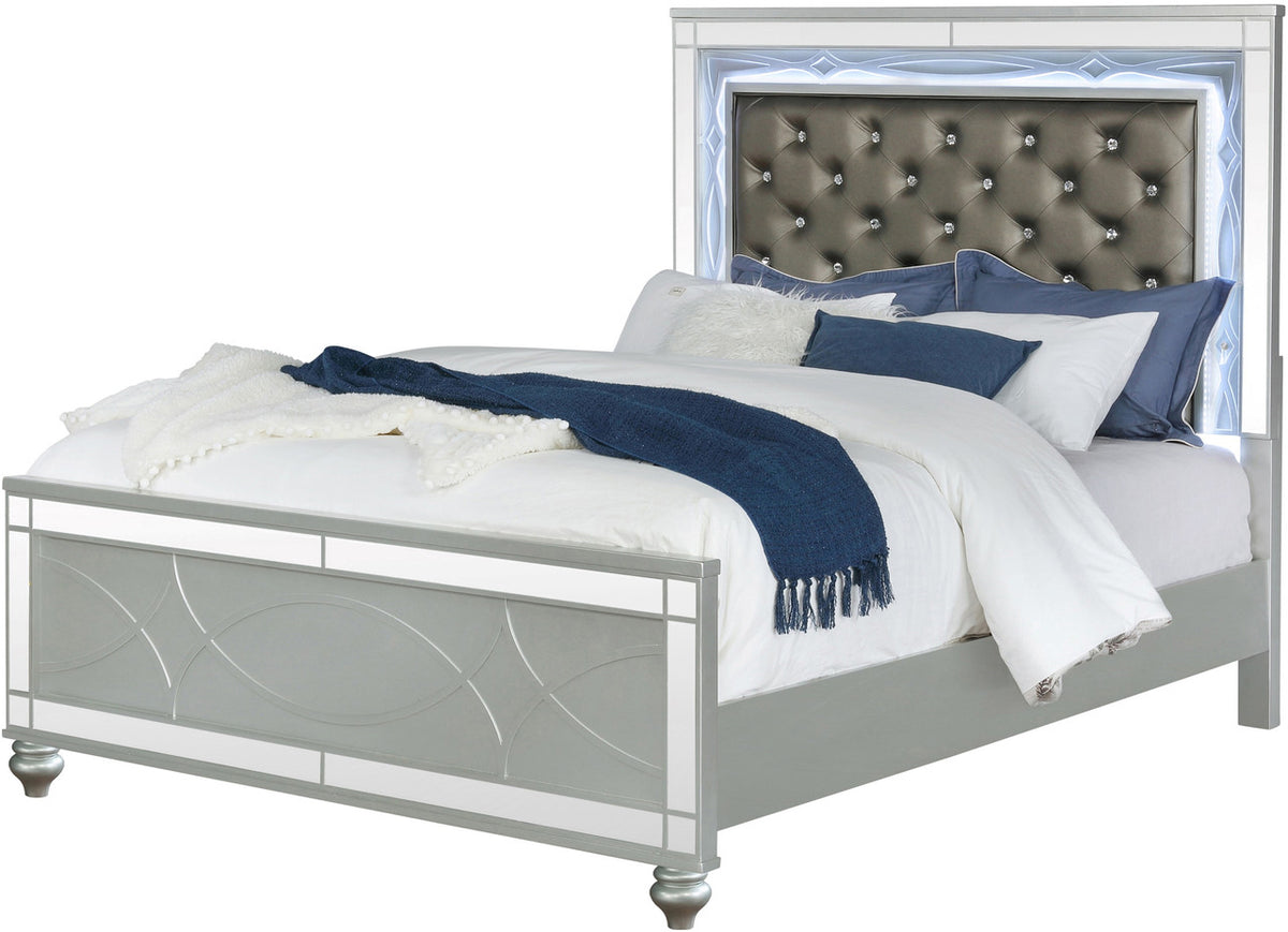 AZURA Silver Bed with LED Lighting