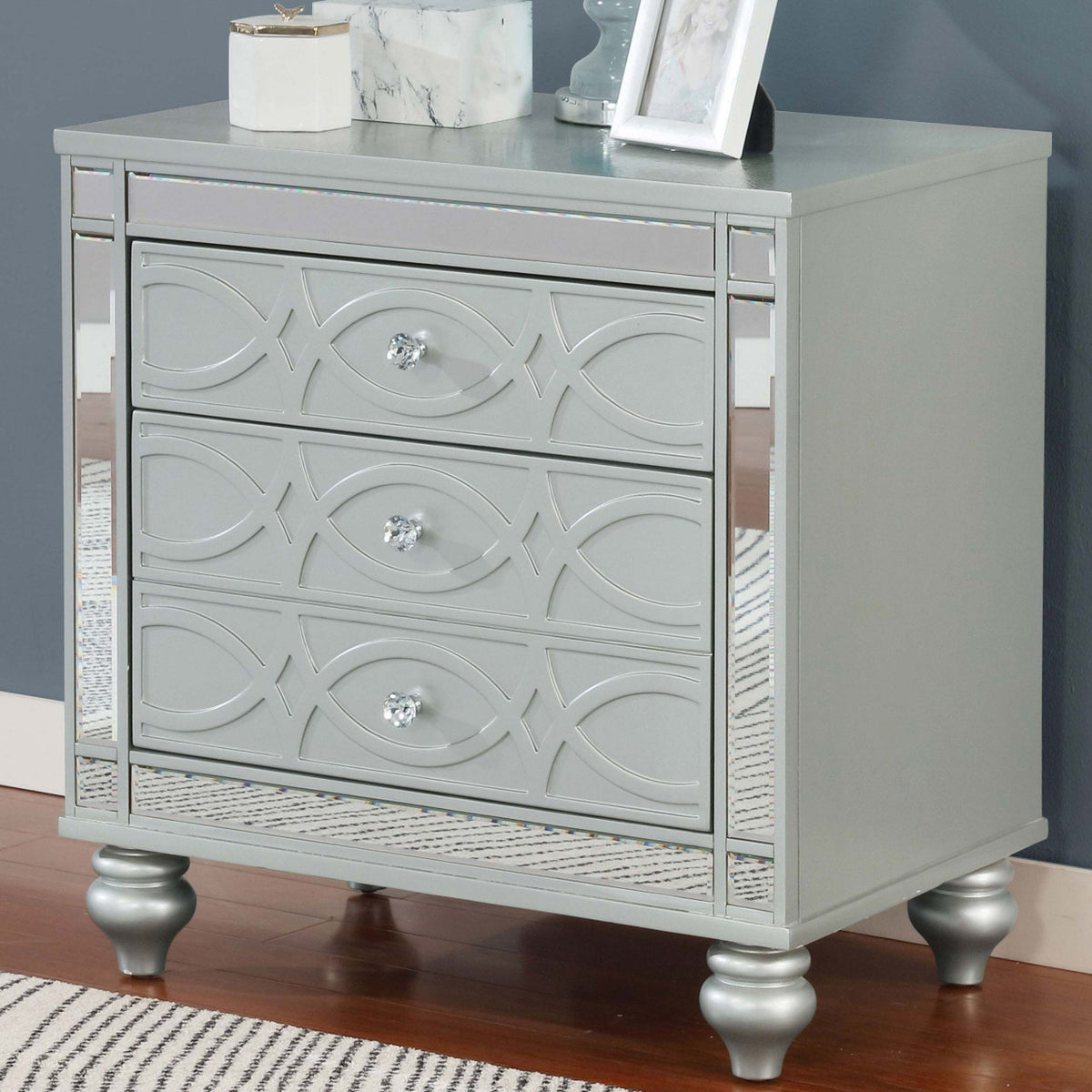 AZURA Silver 28" Wide Nightstand