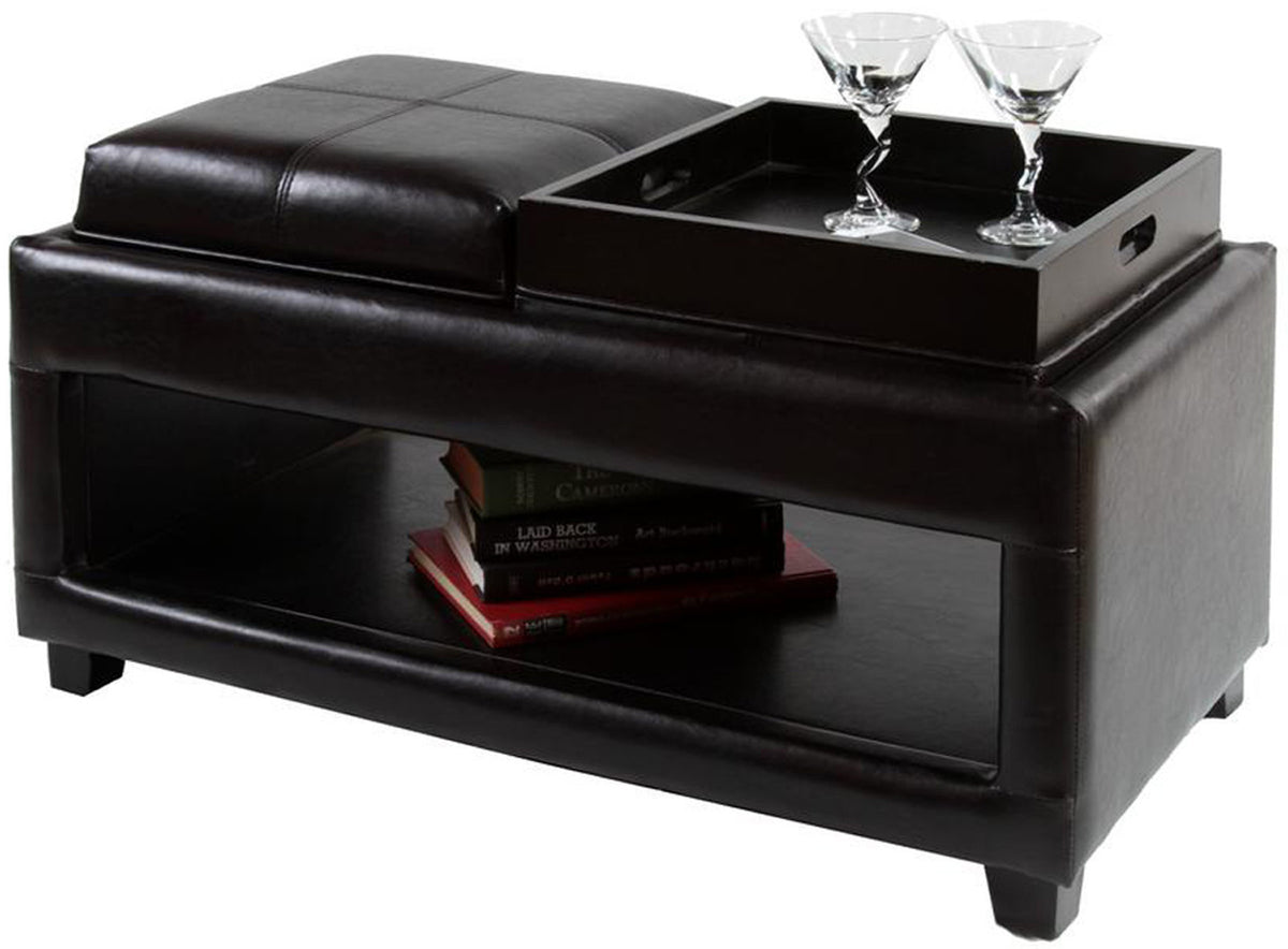 Aaden Brown Ottoman with Tray Tops