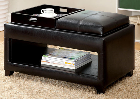 Aaden Brown Ottoman with Tray Tops