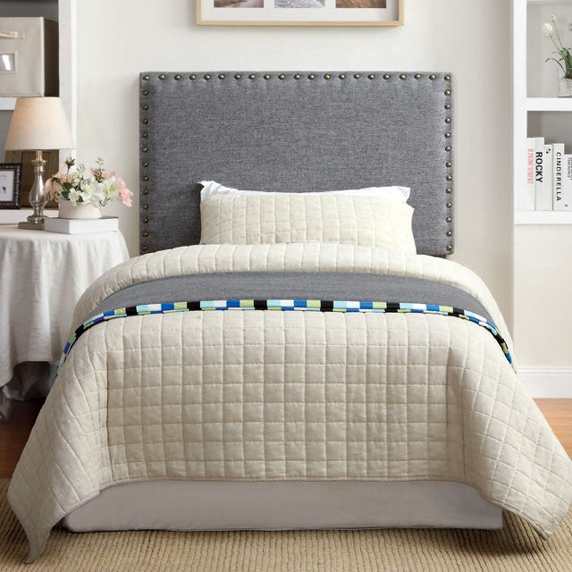 Abner Gray Twin Fabric Headboard