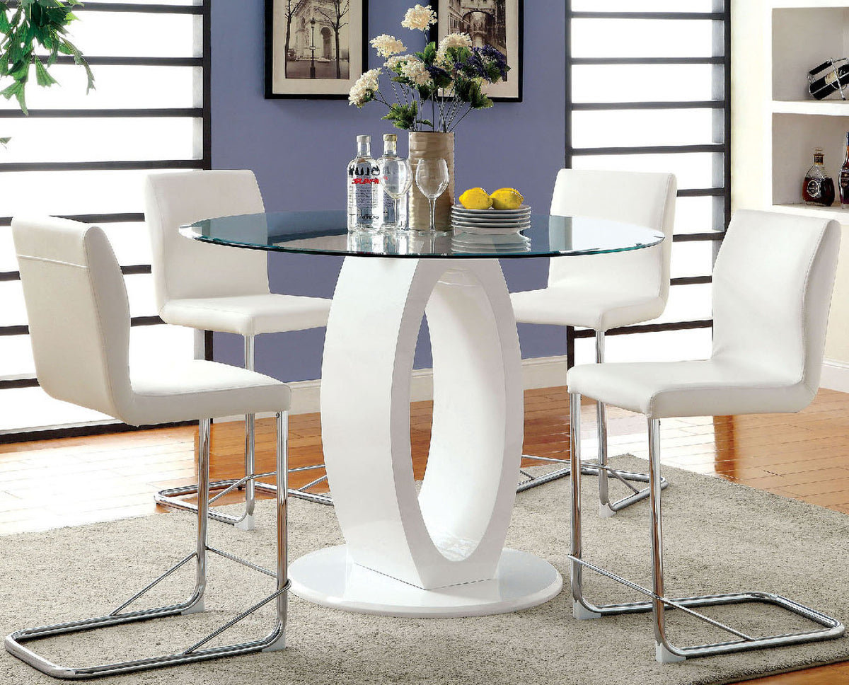 Ace White 5 Pc Counter Height Set