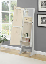 ALETA Dove Gray 20" Wide Floor Mirror with Jewelry Storage