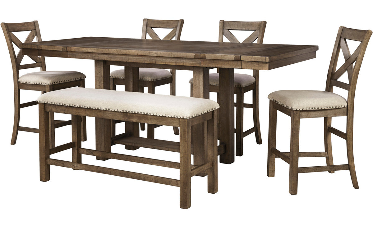 ALPINE Brown 6 Piece Counter Height Set *Floor Model