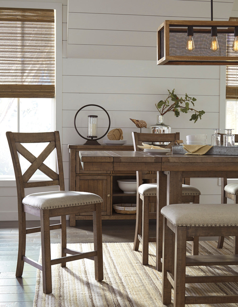 ALPINE Brown 6 Piece Counter Height Set
