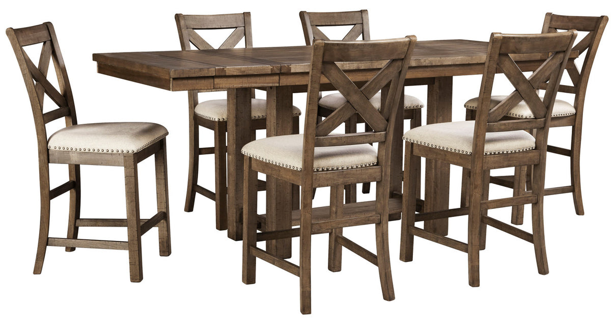 ALPINE Brown 9 Piece Counter Height Set