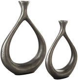 AMARE Silver Metal 19" Height Vase Pair