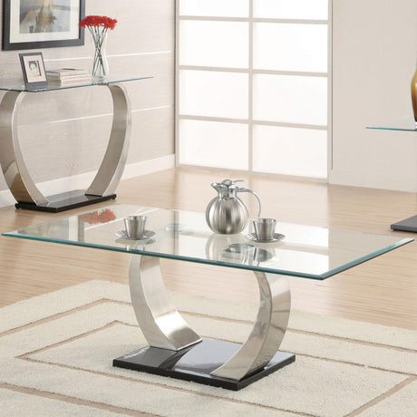 ANGELINA Satin Silver 50" Wide Coffee Table