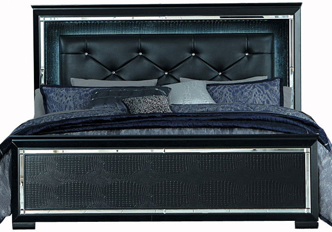 ANNIE Black Lighted Bedroom Set