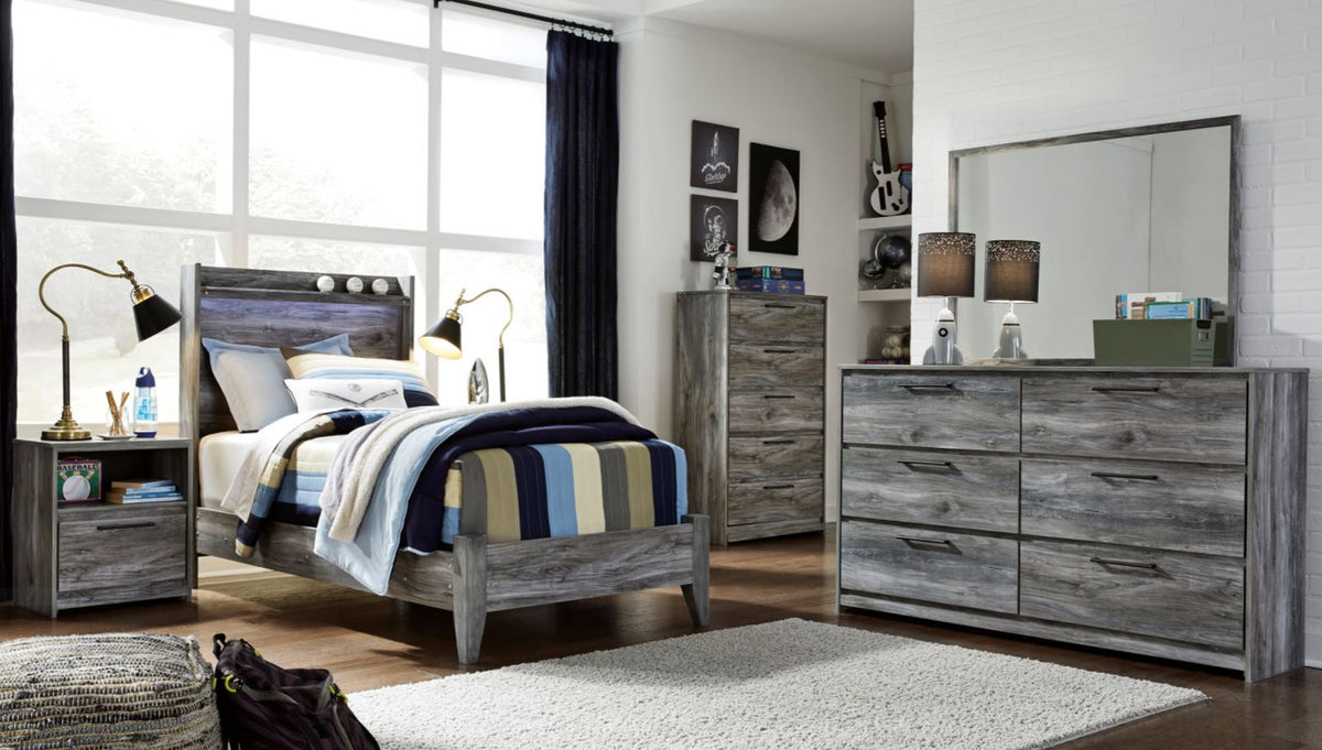 APTON Gray Lighted Youth Bedroom Set