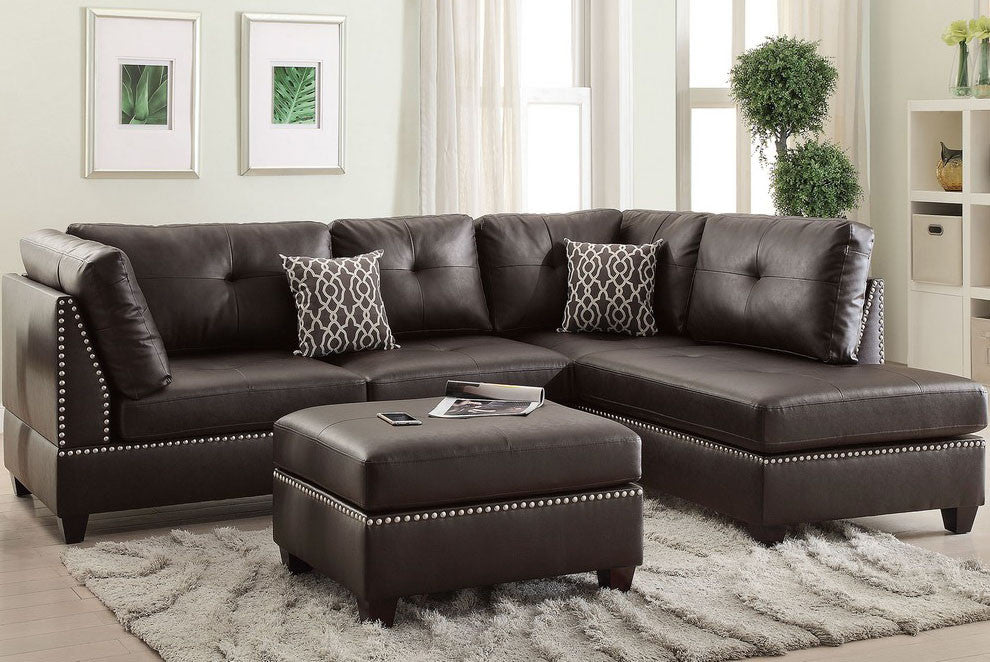 Arcata Espresso 3-PC Reversible Sectional With Ottoman