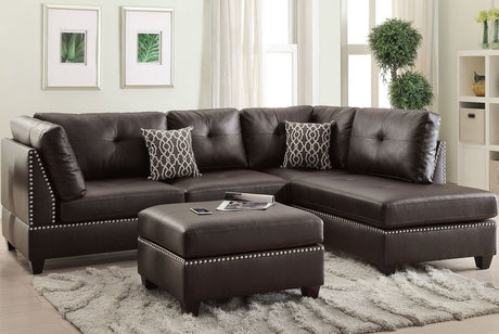 Arcata Espresso 3-PC Reversible Sectional With Ottoman