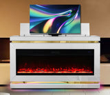 AVIOR White 71" Wide x 41" Height LED Fireplace TV Stand with Bluetooth Speakers and Hidden Mount