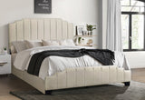 Ayami Beige Platform Velvet Bed