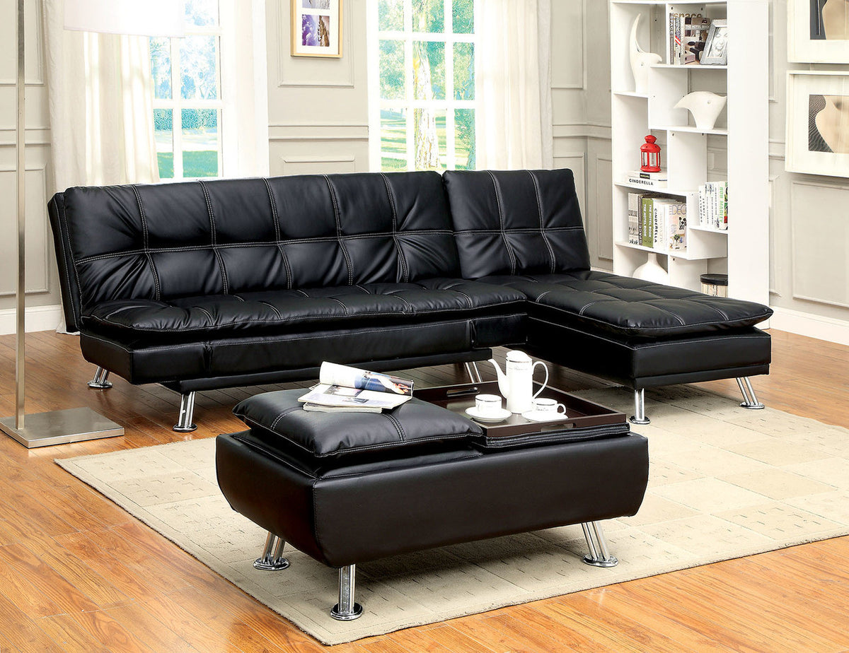 AZARIA Black Sofa Bed with Chaise