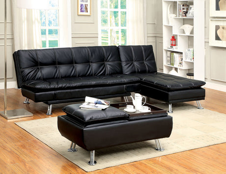 AZARIA Black Sofa Bed with Chaise