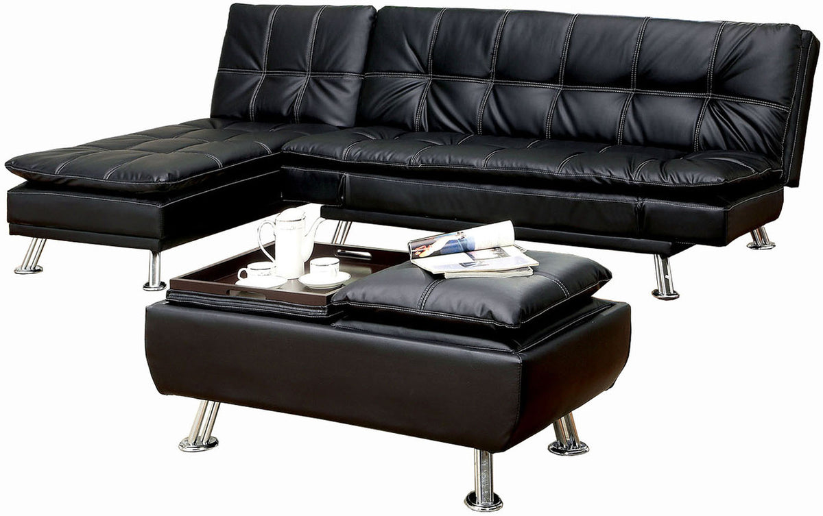 AZARIA Black Sofa Bed with Chaise