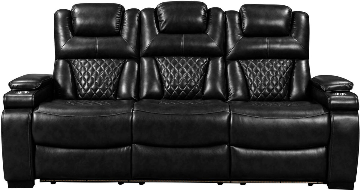 WOODLAND Black 3 Piece Reclining Livingroom with LED Lighting
