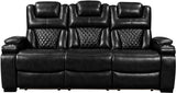 WOODLAND Black 3 Piece Reclining Livingroom with LED Lighting