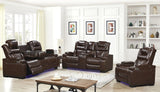 WOODLAND Brown 3 Piece Reclining Livingroom with LED Lighting