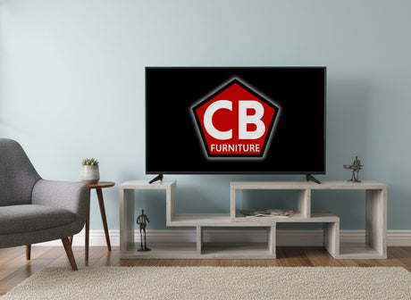 BAIER Light Gray 84" Wide x 16" Height Adjustable TV Stand (RTA)